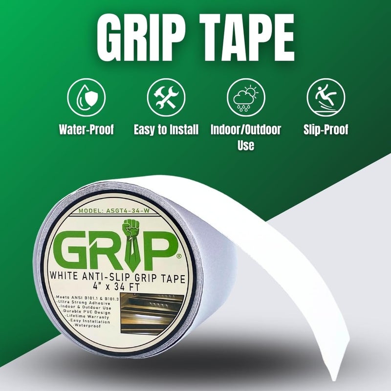 Grip Anti Slip Tape - 80 Grit High Traction Non-Slip Tape for Stairs, Ramps, Floors, Indoor/Outdoor Use, Easy Cut & Apply, Durable for Heavy Traffic Areas (4" x 34') - Image 2